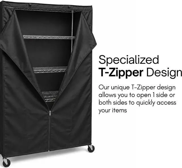 Alt view image 3 of 7 - Storage Shelving Unit Cover in Black Color (Multiple Sizes) (60" Wx24 Dx72 H)