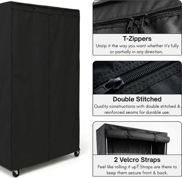 Alt view image 5 of 7 - Storage Shelving Unit Cover in Black Color (Multiple Sizes) (60" Wx24 Dx72 H)