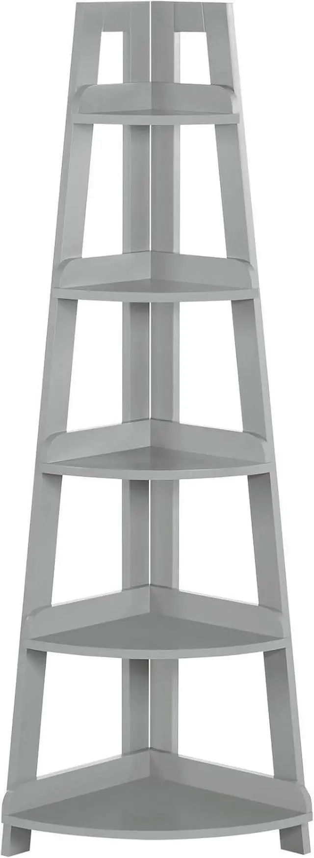 Main image of RiverRidge Kids 5-Tier Corner Ladder Display Bookshelf Organizer, Gray