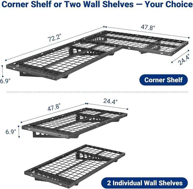Alt view image 3 of 7 - FLEXIMOUNTS 2 Pack 2x4ft Corner Wall Shelving Garage Storage Rack, Black