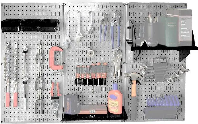 Alt view image 4 of 6 - Wall Control 30-WRK-400GB Standard Workbench Metal Pegboard Tool Organizer,Gray/Black
