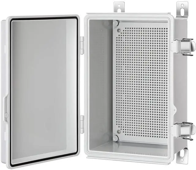 Main image of Gratury Junction Box, IP67 Waterproof Plastic Enclosure for Electrical Project, Hinged Grey Cover, Includes Mounting Plate and Wall Bracket