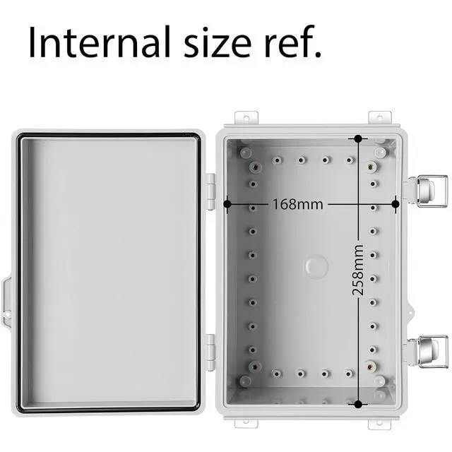 Alt view image 4 of 6 - Gratury Junction Box, IP67 Waterproof Plastic Enclosure for Electrical Project, Hinged Grey Cover, Includes Mounting Plate and Wall Bracket
