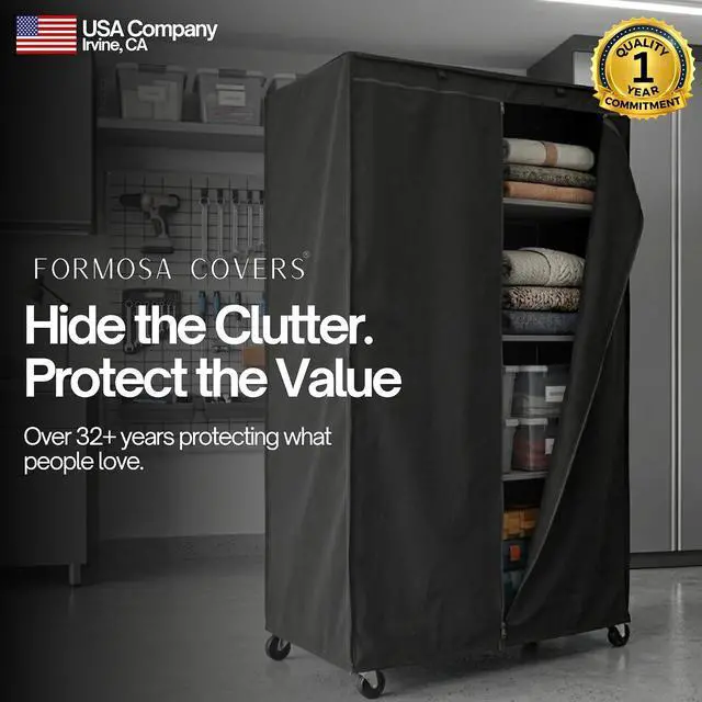 Alt view image 7 of 7 - Storage Shelving Unit Cover in Black Color (Multiple Sizes) (60" Wx24 Dx72 H)