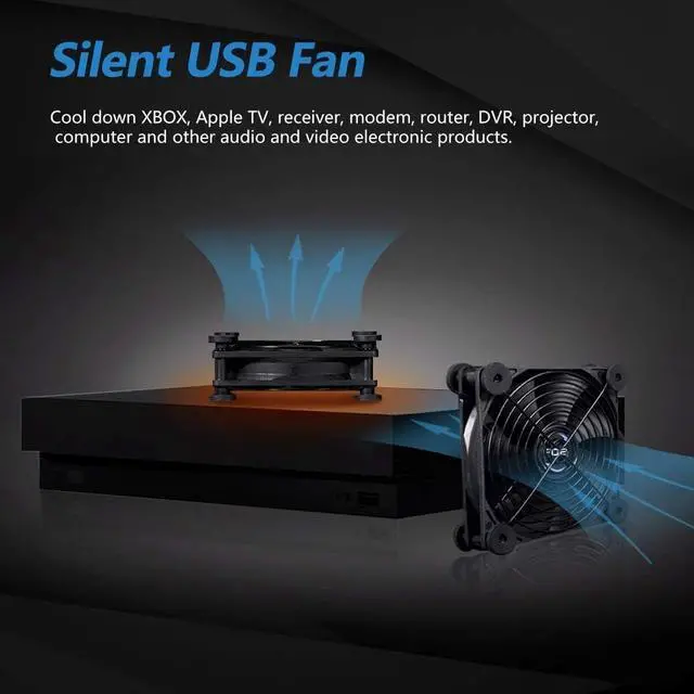 Alt view image 2 of 7 - USB Dual 120mm Control Fan, 5V Portable Cooling Fan for Flat-Screen TV Receiver Router DVR PlayStation Xbox Computer Cabinet Cooler