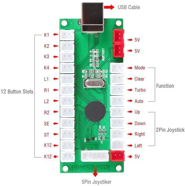 Alt view image 2 of 7 - EG STARTS 2 Player Classic American style Arcade Joystick Buttons DIY Kits