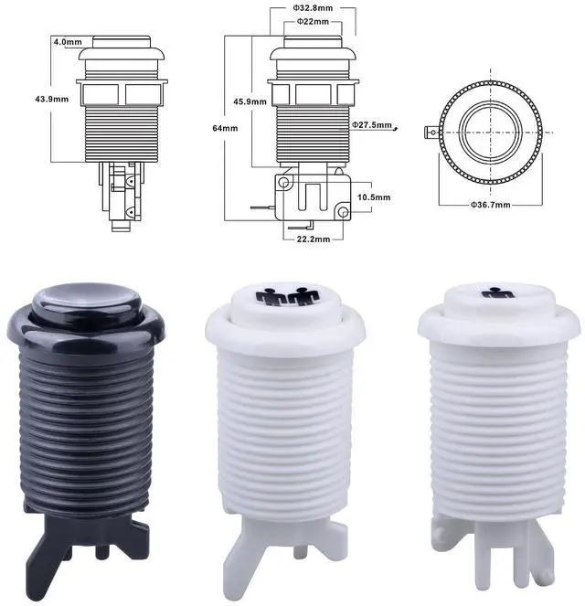 Alt view image 6 of 7 - EG STARTS 2 Player Classic American style Arcade Joystick Buttons DIY Kits