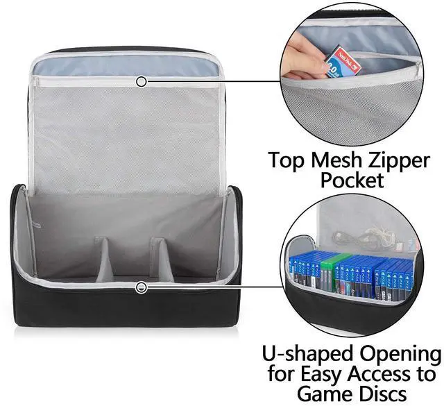 Alt view image 2 of 7 - Trunab Game Disc Case Hold Up to 24 Discs, Portable Gaming Organizer, Black