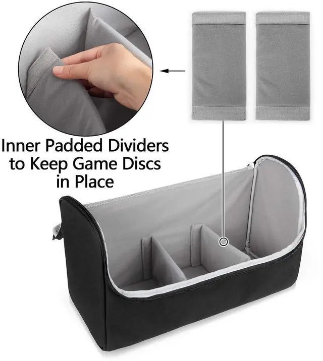 Alt view image 3 of 7 - Trunab Game Disc Case Hold Up to 24 Discs, Portable Gaming Organizer, Black
