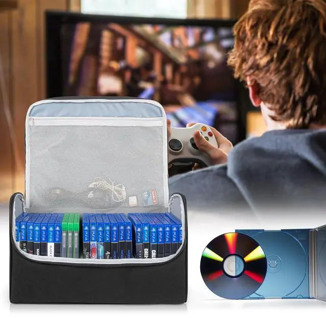 Alt view image 7 of 7 - Trunab Game Disc Case Hold Up to 24 Discs, Portable Gaming Organizer, Black