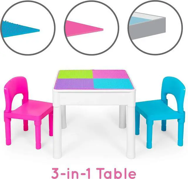 Alt view image 4 of 7 - Play Platoon Kids Activity Table Set, Pastel, Building Brick Table