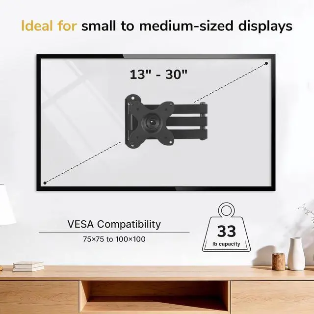 Alt view image 5 of 7 - Mount-It! Small TV Wall Mount, 19-30", 33 lbs