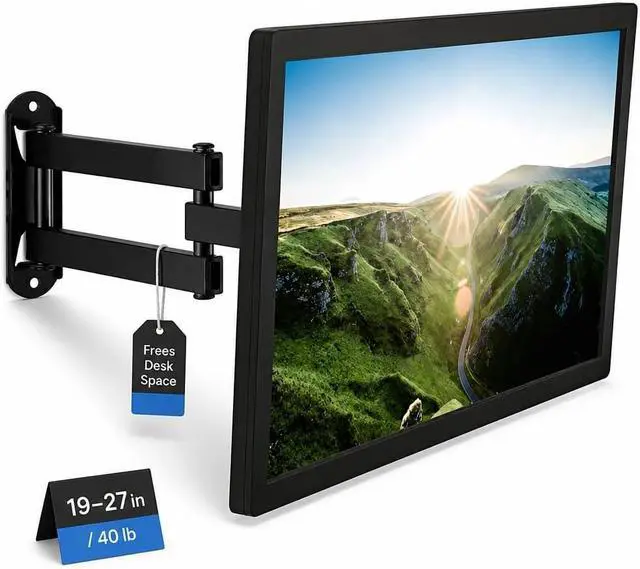 Alt view image 2 of 7 - Mount-It! Small TV Monitor Wall Mount Arm, 19-32", 40 lbs, RV Compatible