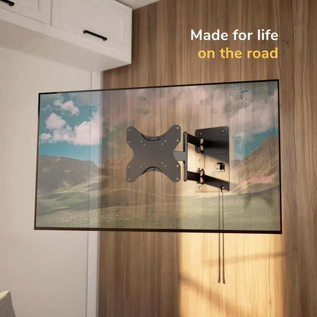 Alt view image 3 of 7 - Mount-It! Lockable RV TV Mount for 23-43 Inch TVs, Full Motion Swivel Tilt Wall Mount for Camper, Travel Trailer, Motorhome, Truck & Boat, Quick Release Locking Arm, VESA 75x75-200x200mm, 77 lb