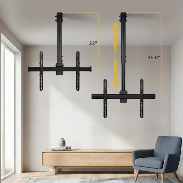 Alt view image 4 of 7 - Mount-It! TV Ceiling Mount, 32-75", 110 lbs, MI-509B