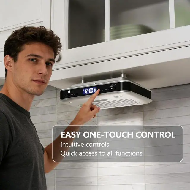 Alt view image 3 of 7 - iLive Bluetooth Under Cabinet Radio with Clock, Timer & LED Kitchen Light