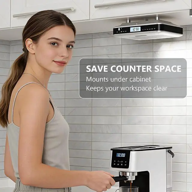Alt view image 5 of 7 - iLive Bluetooth Under Cabinet Radio with Clock, Timer & LED Kitchen Light