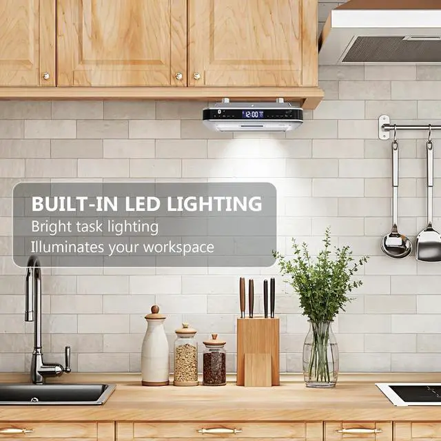 Alt view image 6 of 7 - iLive Bluetooth Under Cabinet Radio with Clock, Timer & LED Kitchen Light