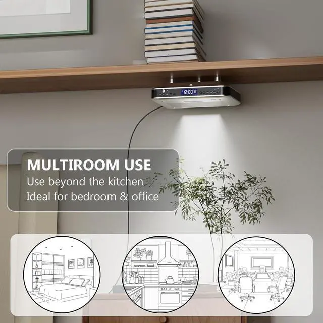 Alt view image 7 of 7 - iLive Bluetooth Under Cabinet Radio with Clock, Timer & LED Kitchen Light