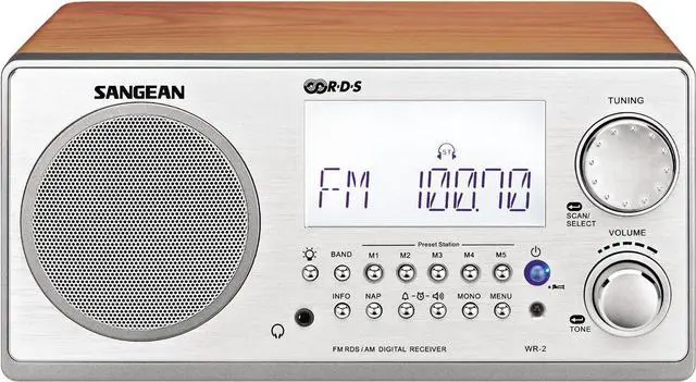 Alt view image 2 of 6 - Sangean WR-2 AM/FM-RBDS Wooden Cabinet Digital Tuning Radio (Walnut)
