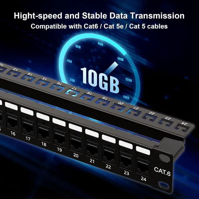 Alt view image 2 of 6 - iwillink Patch Panel 24 Port, Cat6 Patch Panel UTP 19-Inch with Back Bar