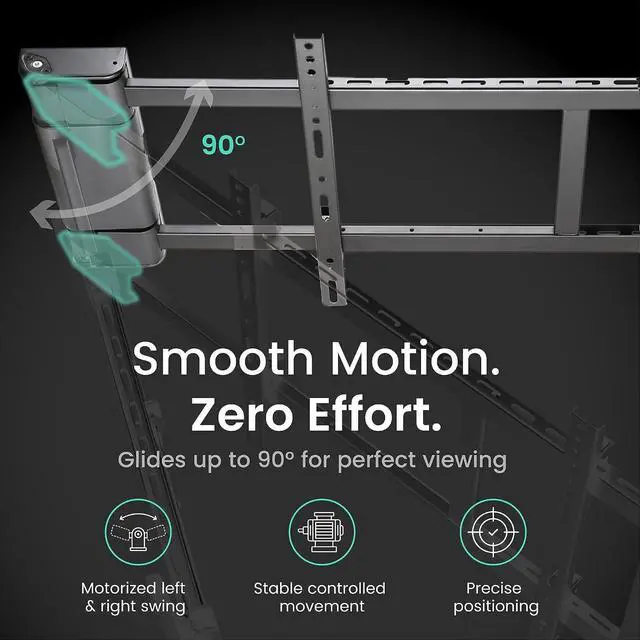 Alt view image 4 of 7 - ynVISION.DESIGN Motorized Swing Out TV Wall Mount for 32-75" TV with Remote