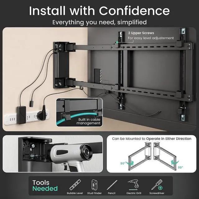 Alt view image 6 of 7 - ynVISION.DESIGN Motorized Swing Out TV Wall Mount for 32-75" TV with Remote