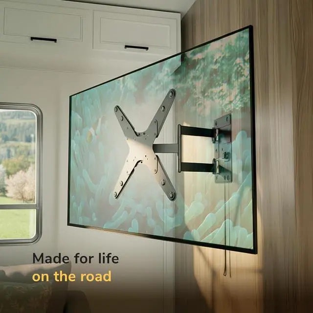 Alt view image 6 of 7 - Mount-It! Lockable RV TV Mount 23-55 Inch, Full Motion RV TV Wall Mount for Camper, Travel Trailer & Motorhome, Pull Cord Locking Mechanism, Quick Release, Heavy Duty VESA 75x75-400x400, 77 lb