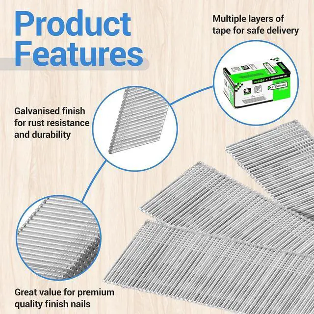 Alt view image 3 of 6 - meite 16 Gauge Finish Nails 1-1/4 Inch Galvanized 20 Degree Angled 24000PCS