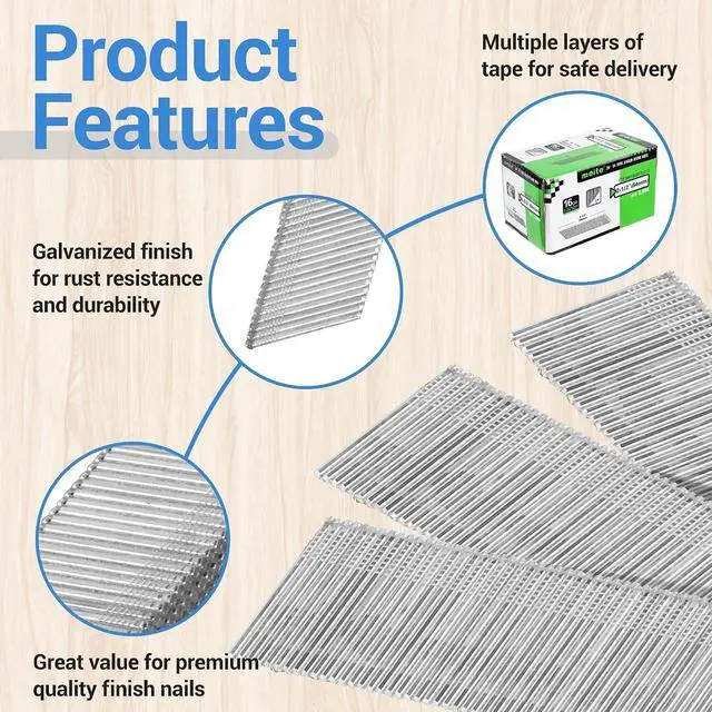 Alt view image 3 of 6 - meite 16 Gauge Finish Nails 2-1/2 Inch 20° Angled Galvanized 20,000PCS
