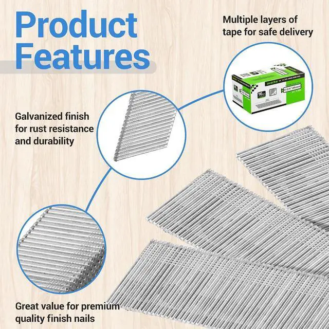 Alt view image 3 of 6 - meite 16 Gauge Finish Nails 1-3/4 Inch Galvanized 20 Degree Angled 24000PCS