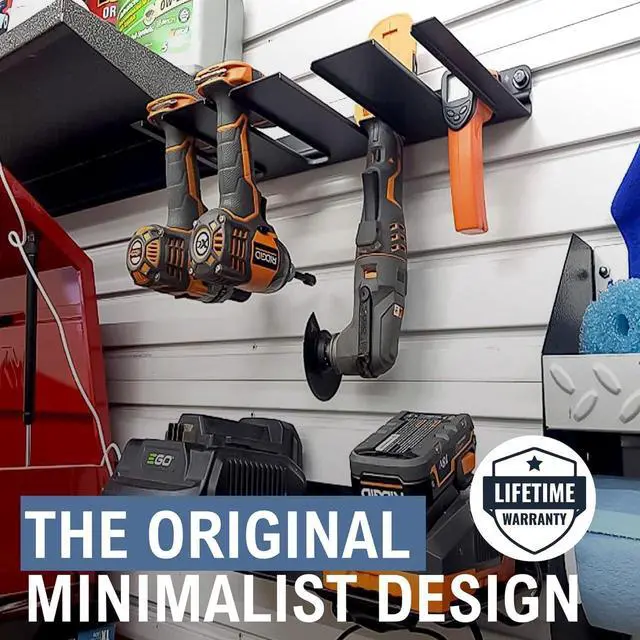 Alt view image 2 of 7 - StoreYourBoard Electric Drill Storage Rack Shelf, Holds 4 Drills, Hanging Wall Mounted Organizer for Garage, Home, Workshop, Shed