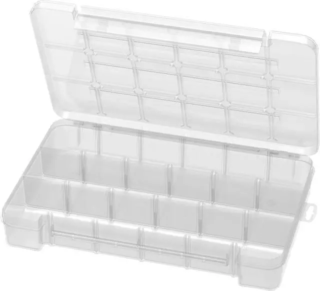 Main image of Akro-Mils 05905 Plastic Portable Parts Storage Case for Hardware and Crafts with Hinged Lid and 5 Adjustable Dividers, (14-3/8-Inch x 9-1/2-Inch x 2-1/2-Inch), Large, Clear