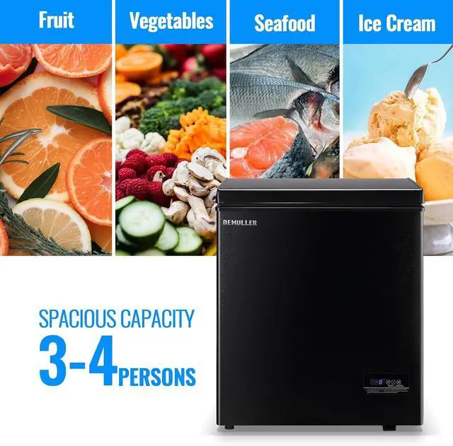 Alt view image 2 of 7 - DEMULLER Chest Freezer 4.0 CU. FT Ultra-low Temperature Deep Freezers (Down to -12 ) with TWO Removable Baskets Accurate Display of Cabinet Temp Freestanding Black