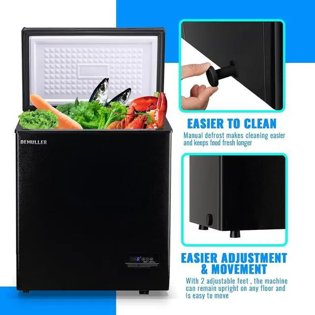 Alt view image 7 of 7 - DEMULLER Chest Freezer 4.0 CU. FT Ultra-low Temperature Deep Freezers (Down to -12 ) with TWO Removable Baskets Accurate Display of Cabinet Temp Freestanding Black