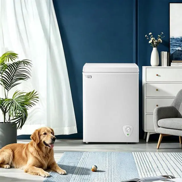 Alt view image 7 of 7 - WANAI Chest Freezer Small Deep Freezers with Removable Storage Basket Freestanding Top Door Compact Mini 7 Gears Temperature Control for Office Dorm Apartment