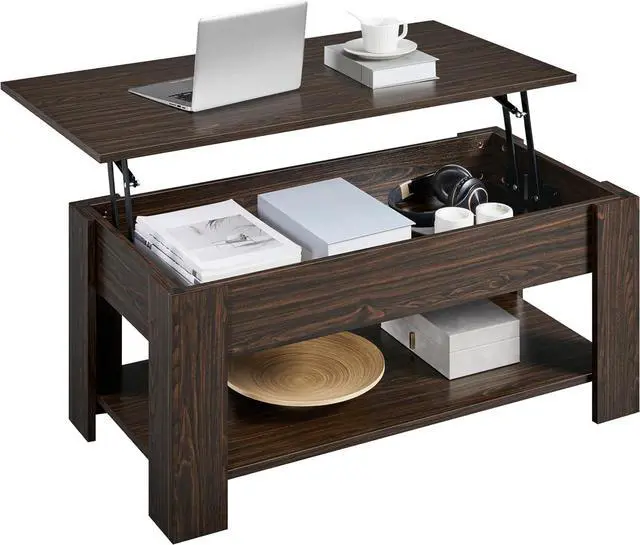 Main image of Yaheetech Lift Top Coffee Table with Hidden Storage & Shelf, Espresso,38.6"