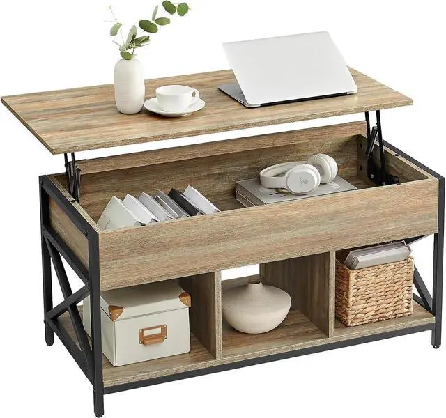 Main image of VASAGLE Lift Top Coffee Table with Storage Shelf, 3 Compartments