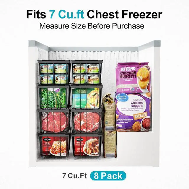 Alt view image 2 of 7 - iSPECLE Chest Freezer Organizer - Small Storage Baskets for 7 Cu.Ft, 8 Pack