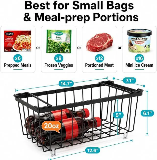 Alt view image 4 of 7 - iSPECLE Chest Freezer Organizer - Small Storage Baskets for 7 Cu.Ft, 8 Pack