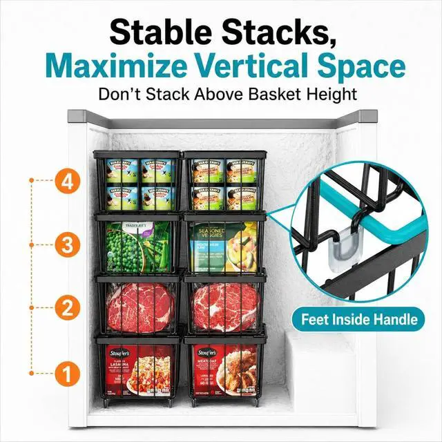 Alt view image 6 of 7 - iSPECLE Chest Freezer Organizer - Small Storage Baskets for 7 Cu.Ft, 8 Pack