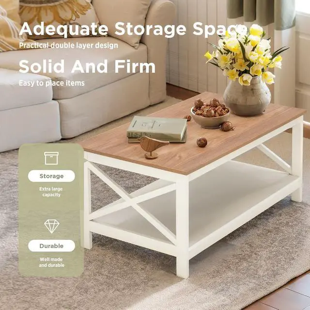 Alt view image 6 of 7 - Sophia & William Farmhouse Coffee Table for Living Room, White