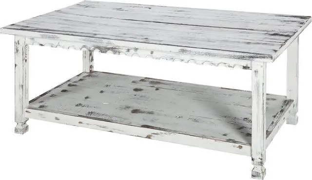 Alt view image 7 of 7 - Alaterre Furniture Country Cottage Coffee Table, White Antique, 42x24x18