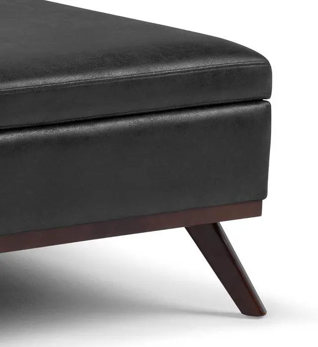 Alt view image 6 of 7 - SIMPLIHOME Owen 36" Wide Vegan Leather Square Lift Top Ottoman in Black