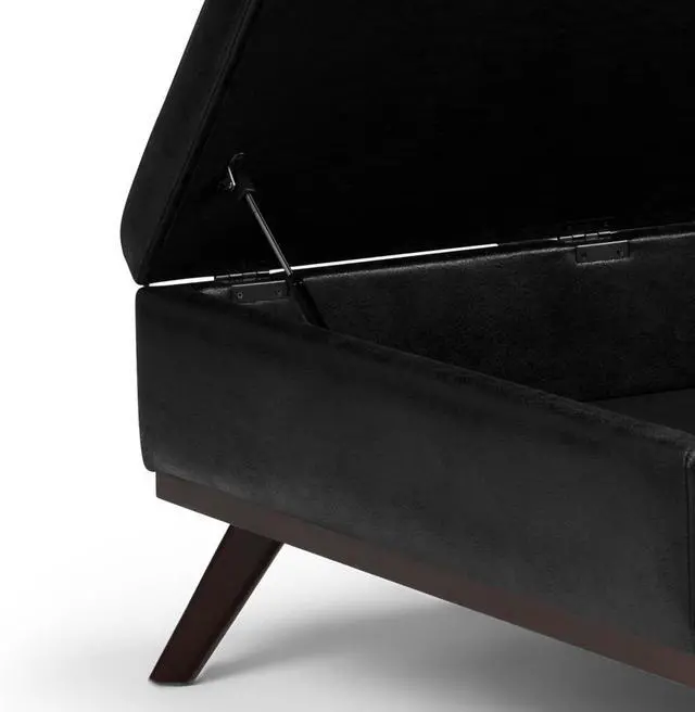 Alt view image 7 of 7 - SIMPLIHOME Owen 36" Wide Vegan Leather Square Lift Top Ottoman in Black