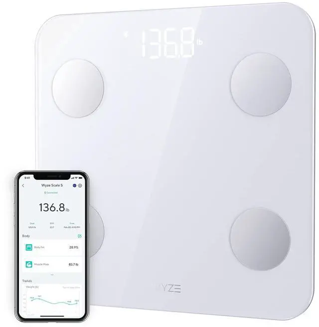 Main image of Wyze Scale S Smart Scale for Body Weight & Fat, Bluetooth, 400 lb, White