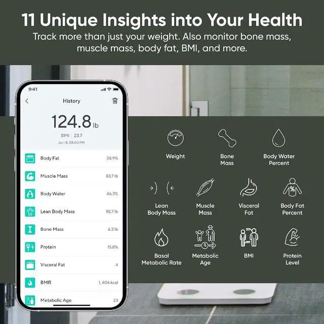 Alt view image 2 of 7 - Wyze Scale S Smart Scale for Body Weight & Fat, Bluetooth, 400 lb, White