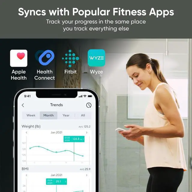Alt view image 6 of 7 - Wyze Scale S Smart Scale for Body Weight & Fat, Bluetooth, 400 lb, White