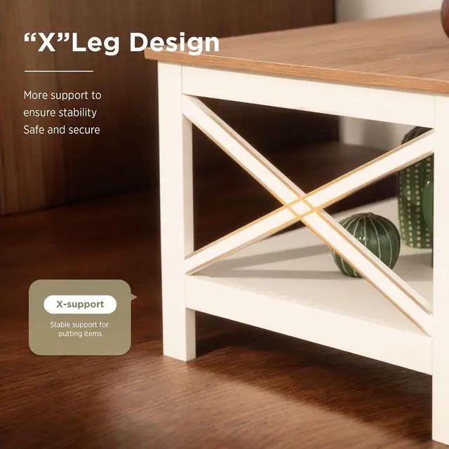 Alt view image 4 of 7 - Sophia & William Farmhouse Coffee Table for Living Room, White