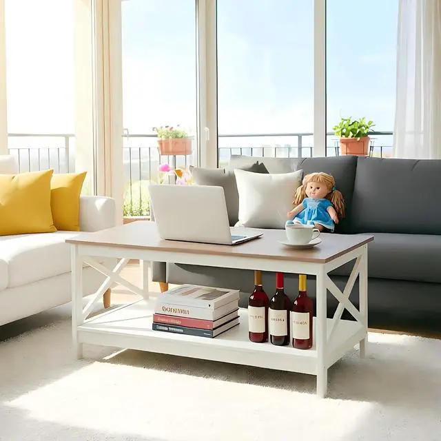 Alt view image 5 of 7 - Sophia & William Farmhouse Coffee Table for Living Room, White